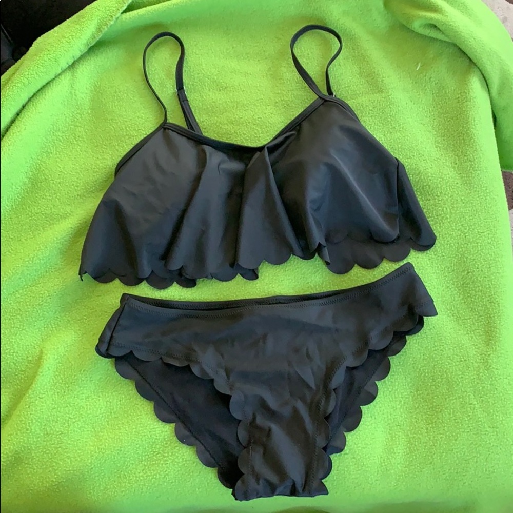 Black two piece bathing suit